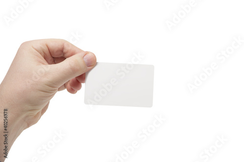 Photo: empty white business cards in a man's hand empty white business cards in a man's hand