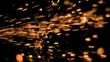 Sparks flying in super slow motion from the side