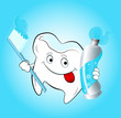 Vector: Tooth with Toothbrush and Toothpaste Tooth with Toothbrush and Toothpaste