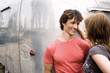 Young couple looking at each other, smiling