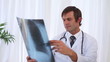 Doctor looking a chest radiography