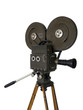 Old movie camera isolated on white