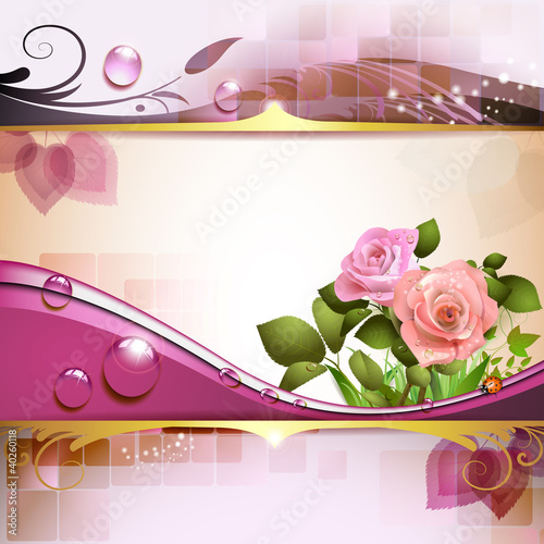 Vector: Ambiant background with roses Ambiant background with roses