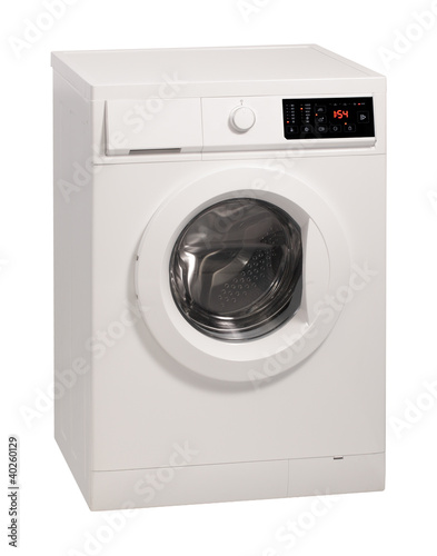 Photo: Washing machine isolated over white background. Washing machine isolated over white background.