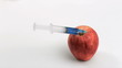 Red apple in super slow motion being modified