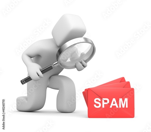 Illustration: 3d person analyzes spam 3d person analyzes spam