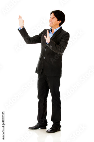 Photo: Businessman touching with hands Businessman touching with hands
