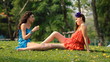 two beautiful girls talk