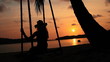 Video: girl on the beach and evening sunset girl on the beach and evening sunset