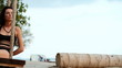 girl on the swing by the sea