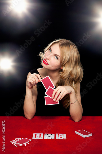 Photo: young girl playing in the gambling young girl playing in the gambling