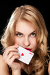 young girl playing in the gambling