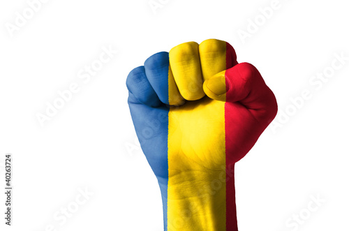 Photo: Fist painted in colors of romania flag Fist painted in colors of romania flag