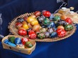 Happy Easter with traditional colored eggs coming