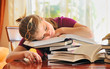 Photo: teenager girl sleeping on books teenager girl sleeping on books