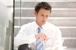 Businessman looking at document
