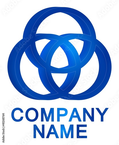 Illustration: 3D three blue circles logo 3D three blue circles logo
