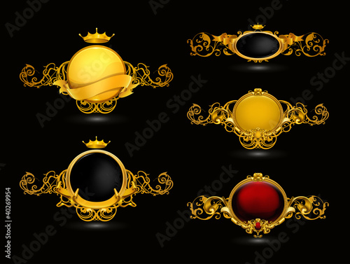 Vector: Vintage Frames on black Vintage Frames on black