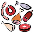 set of editable meat and fish icons set of editable meat and fish icons