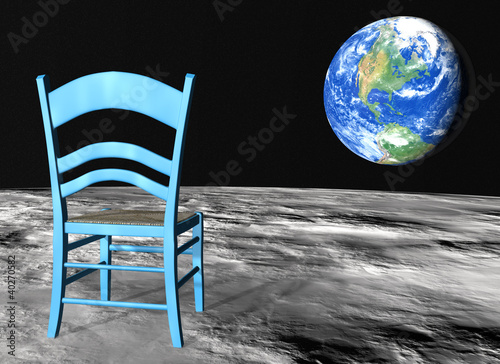 Illustration: chair on the moon chair on the moon