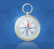 Compass on the world map background