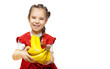 Little smiling girl with bananas