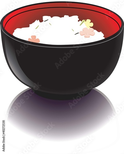 Vector: Black bowl with rice Black bowl with rice