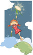 Flight of the girl and dandelion