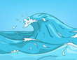 Vektor: Cartoon Nature Landscape Sea Cartoon Nature Landscape Sea