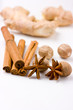 Photo: Selection of exotic spices on white background. Selection of exotic spices on white background.