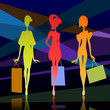 Three girl silhouette with bags