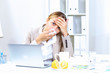 People with cold and flu at work place People with cold and flu at work place