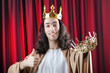 King with crown against background King with crown against background