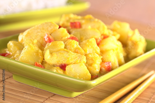 Photo: Chicken-mango curry with red bell pepper and potatoes Chicken-mango curry with red bell pepper and potatoes