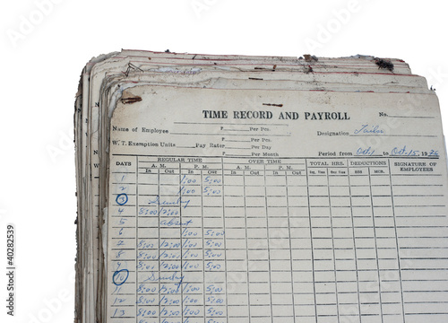 Photo: Old Time Record and Payroll Old Time Record and Payroll