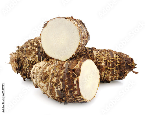 Photo: taro roots on white taro roots on white