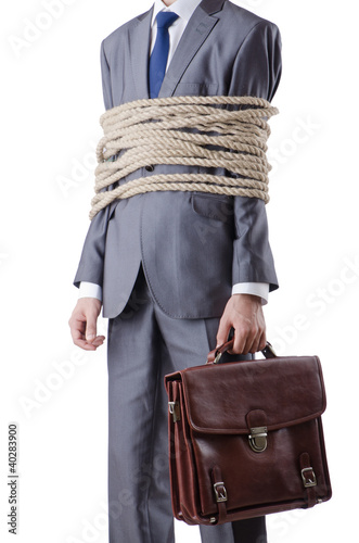 Photo: Businessman tied with rope Businessman tied with rope
