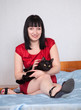 Photo en ligne au meilleur prix woman with  black cat
