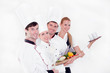 Team of happy chefs