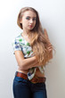 woman wearing jeans and plaid shirt