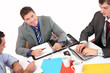 Young businessman with colleagues