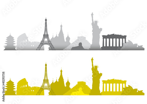 Vector: Striscia con monumenti famosi nel mondo Striscia con monumenti famosi nel mondo