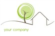 Home , tree, green Eco friendly business logo design