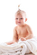 adorable baby playing with white blanket adorable baby playing with white blanket