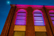 Beautifully renovated building illuminated at night