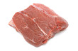 Piece of raw beef on white Piece of raw beef on white