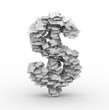 Dollar sign, stacked from paper sheets