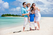 Happy family on tropical vacation