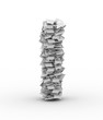 Letter I, stacked from paper sheets