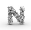 Letter N, stacked from paper sheets